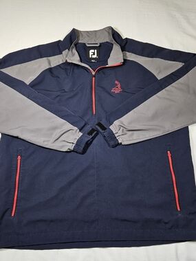 FootJoy HydroLite Golf Rain Jacket XL Blue Gray Pinehurst 1895 Logo Waterproof